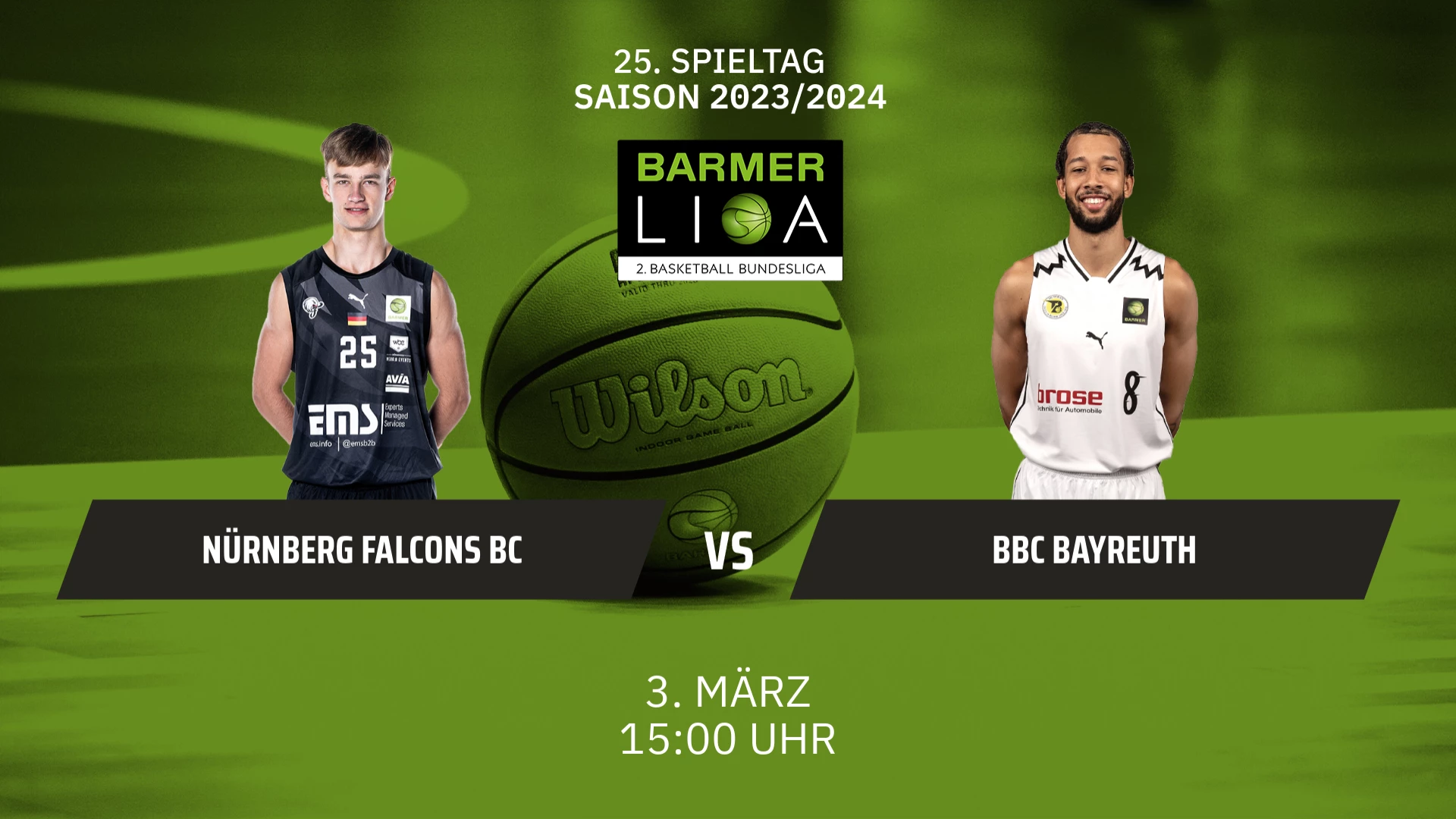 ProA: Nürnberg Falcons BC vs. BBC Bayreuth 03.03.2024 um 14:45 Uhr auf 