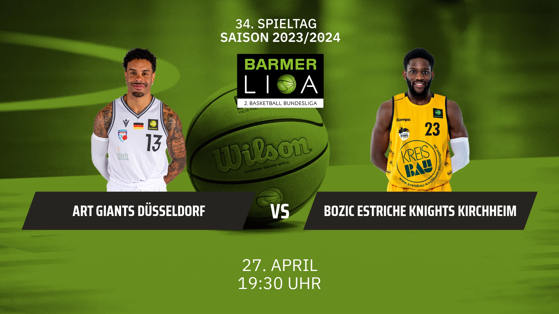 ProA: ART Giants Düsseldorf vs. Bozic Estriche Knights Kirchheim 27.04.2024 um 19:15 Uhr auf 