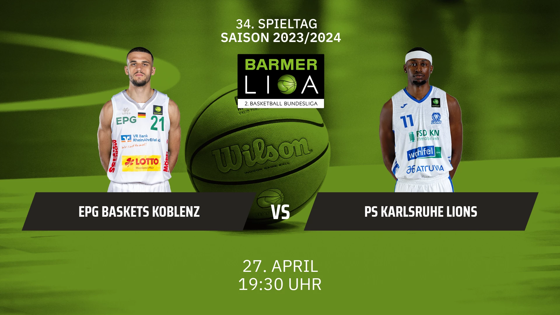 ProA: EPG Baskets Koblenz vs. PS Karlsruhe Lions 27.04.2024 um 19:15 Uhr auf 